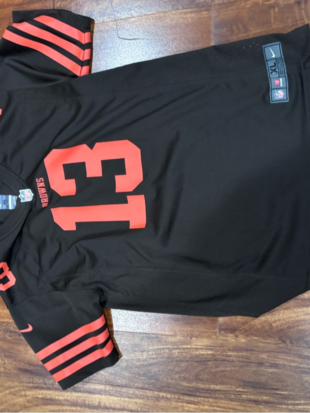 Nike NFL Cleveland Browns #13 Odell Beckham jr. Black and Orange Football Jersey